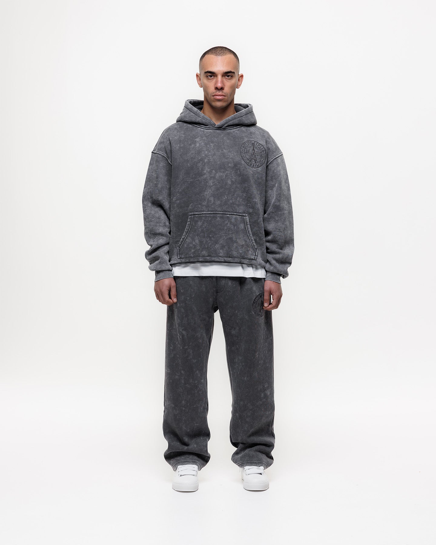 MAGIRI Embroidered Acid Washed Grey Sweatpants